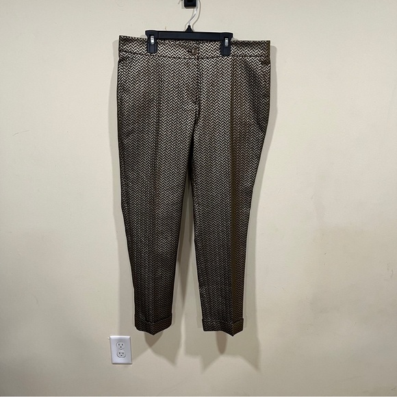 Etro Pants - Etro 46 women's pants,metalic,silver/black straight dress pants Emma fit Gold